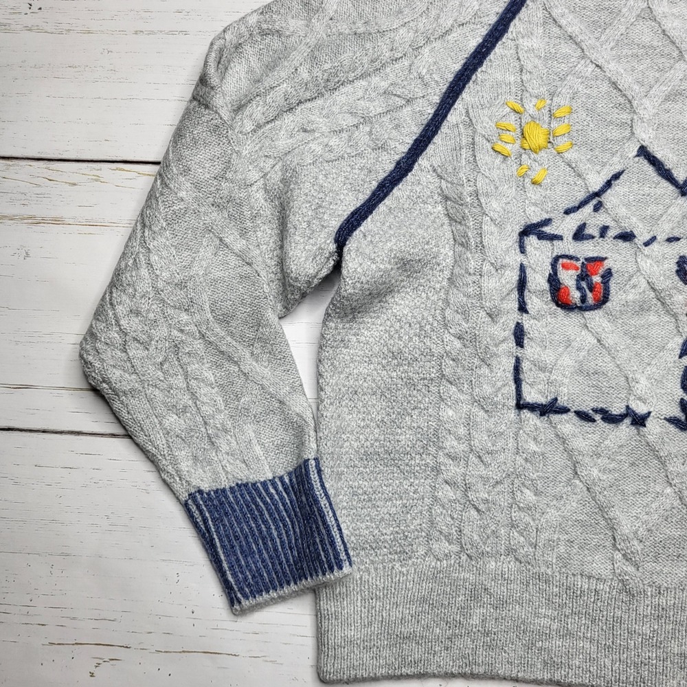 Anthropologie Pilcro Cable Knit Sweater Cozy House Home Embroidered Relaxed XS - Picture 6 of 9